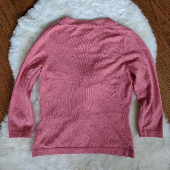 𝅺banana REPUBLIC silk cashmere lace up knit sweater pink xs - Picture 2 of 7